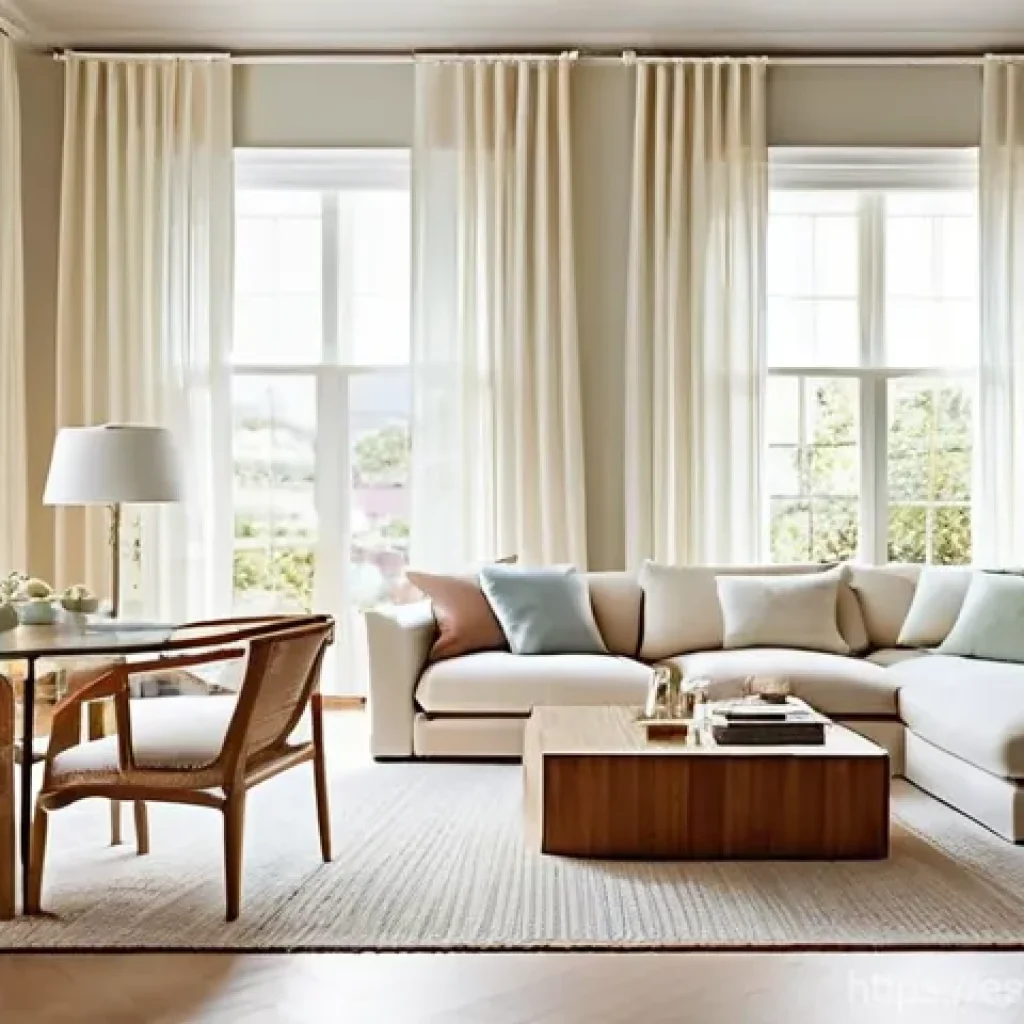 자연광을 위한 실내 환경 조성하기 - **Prompt 1: A Bright and Airy Living Room with Sheer Curtains**
"An exquisitely bright and welco...