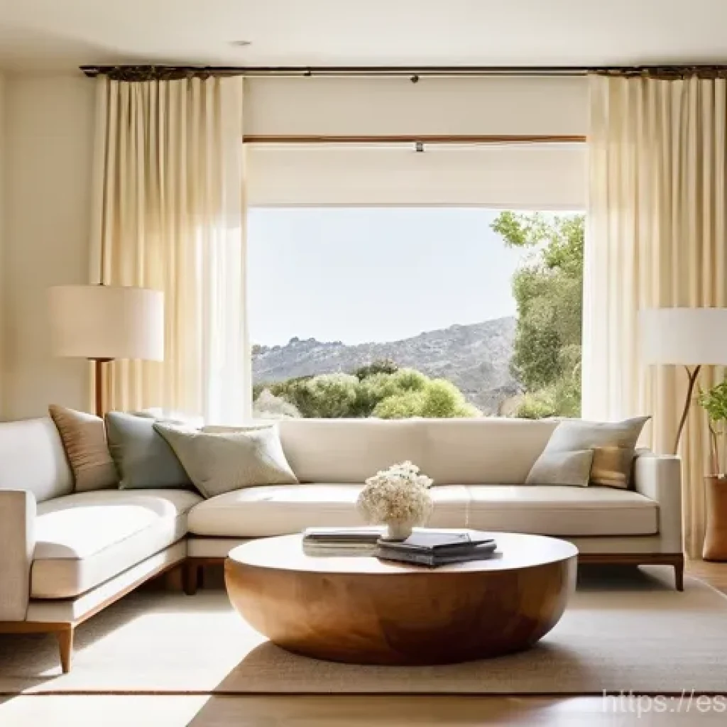 자연광을 고려한 에너지 효율적인 설계 - **Prompt:** A bright and airy modern living room in a Spanish-style home, bathed in abundant natural...